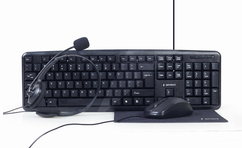 Gembird KBS-UO4-01 tastatur Mus inkluderet Kontor USB QWERTY US engelsk Sort