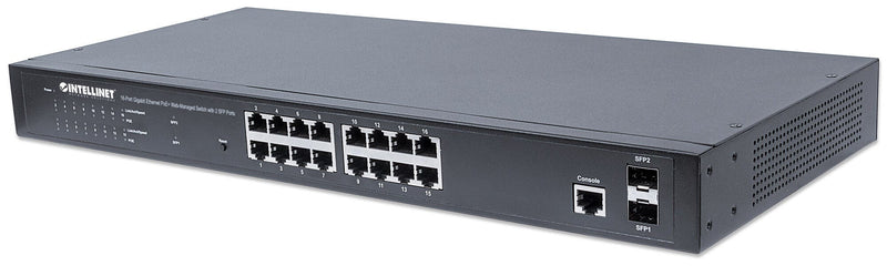 Intellinet 561198 netværksswitch Administreret L2+ Gigabit Ethernet (10/100/1000) Strøm over Ethernet (PoE) 1U Sort