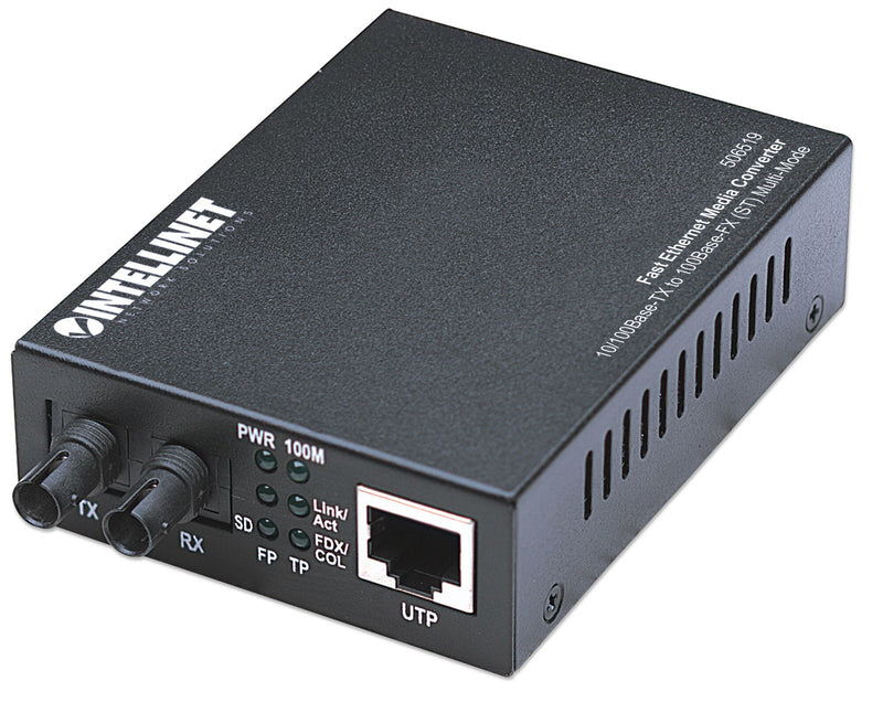 Intellinet 506519 netværksomformer til medie 100 Mbit/s 1310 nm Multitilstand Sort