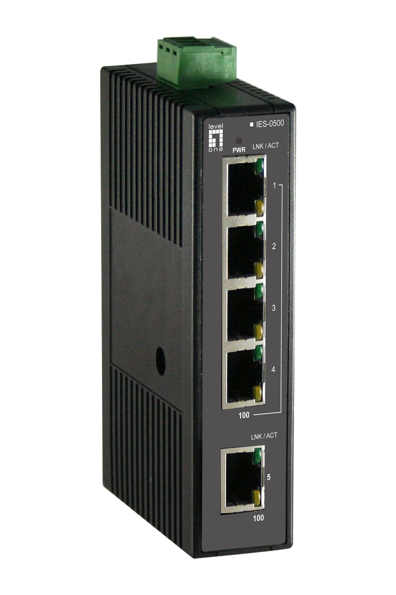 LevelOne IES-0500 netværksswitch Ikke administreret Fast Ethernet (10/100) Sort