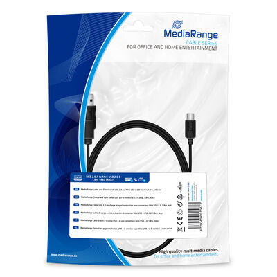 MediaRange MRCS188 USB-kabel USB 2.0 1,8 m USB A Mini-USB B 0,48 Gbit/sek. Sort