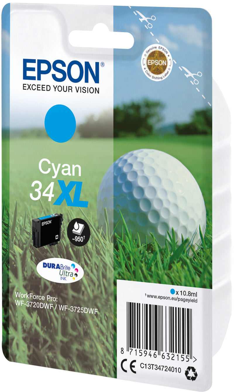 Epson Golf ball 34XL golfbold DURABrite Ultra enkeltpakke cyan blæk
