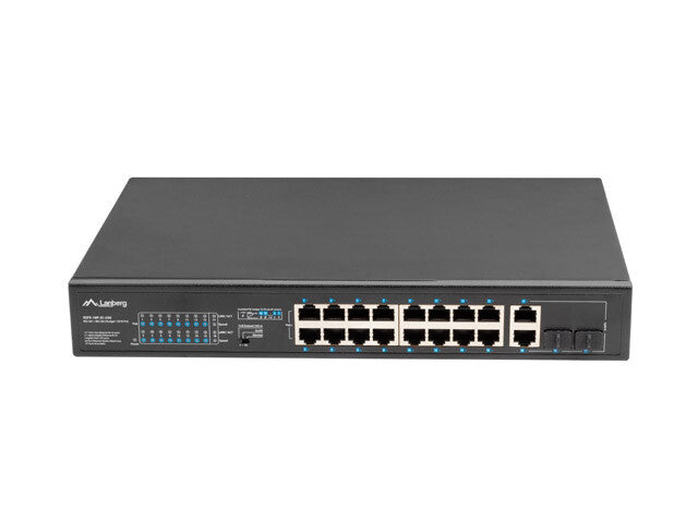 Lanberg RSFE-16P-2C-250 netværksswitch Ikke administreret Gigabit Ethernet (10/100/1000) Strøm over Ethernet (PoE) 1U Sort