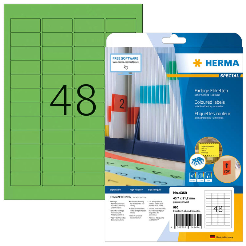 HERMA 4369 print etiket Grøn Selvklæbende printeretiket