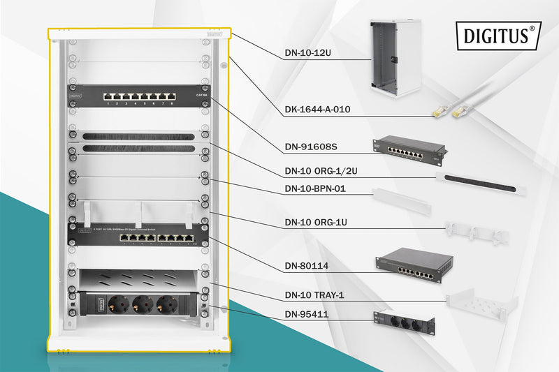Digitus DN-10-SET-3 stativ 12U Vægmonteret stativ Grå