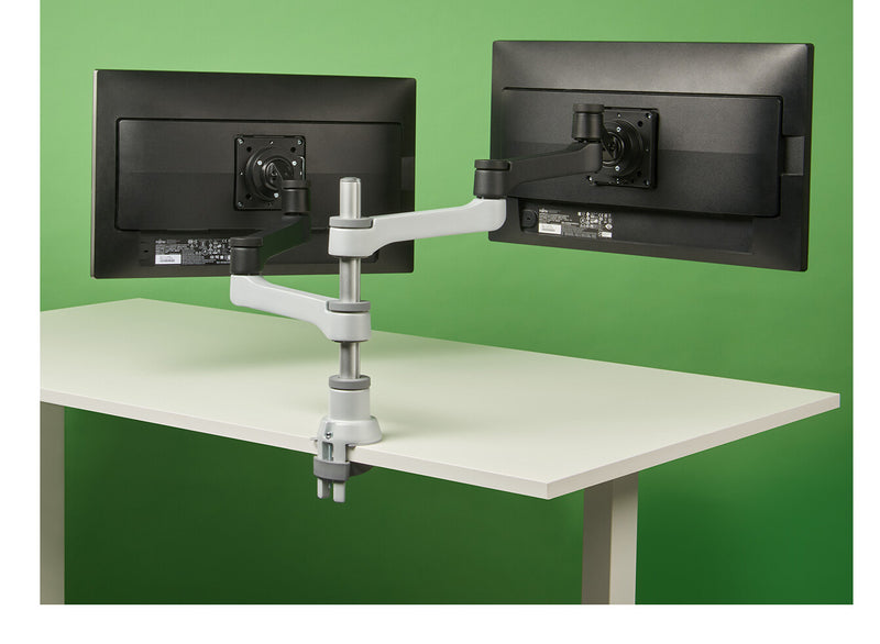 R-Go Tools Monitorarm R-Go Zepher, verstelbare dubbele monitorarm, 100% circulair, tot 8 kg draagvermogen, zwart