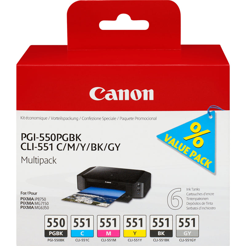 Canon 6496B005 blækpatron 6 stk Original Foto sort, Foto cyan, Foto grå, Foto magenta, Sort, Foto gul