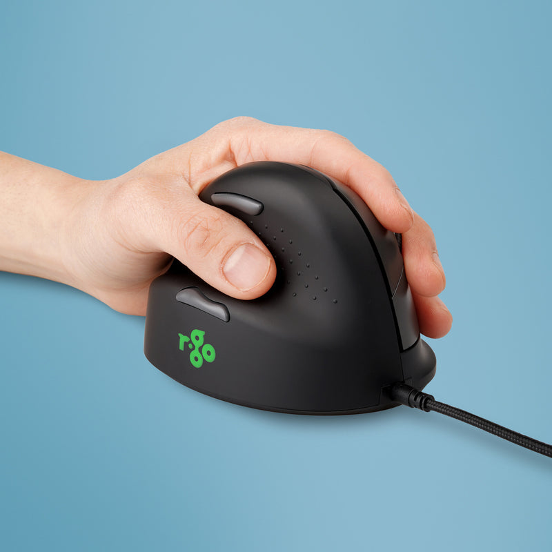 R-Go Tools Ergonomische muis R-Go HE Break met pauzesoftware, medium (handlengte 165-185mm), linkshandig, bedraad, zwart