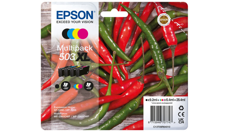 Epson 503XL blækpatron 4 stk Original Højt (XL) udbytte Sort, Blå, Magenta, Gul