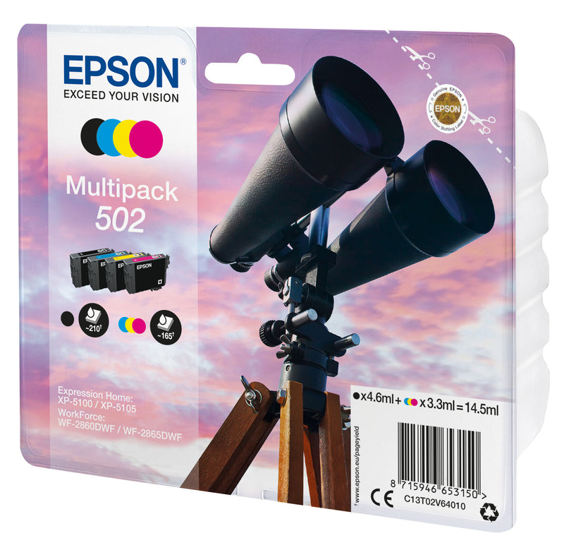 Epson 502 blækpatron 1 stk Original Standard udbytte Sort, Blå, Magenta, Gul