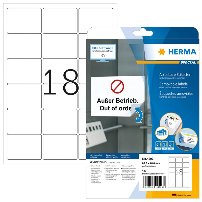 HERMA 4203 print etiket Hvid Selvklæbende printeretiket