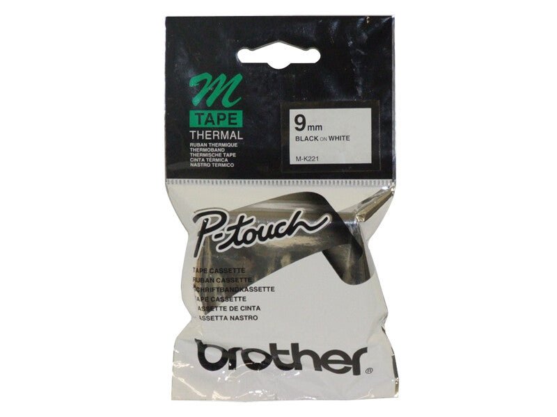 Brother MK221 etiketbånd Sort på hvid M