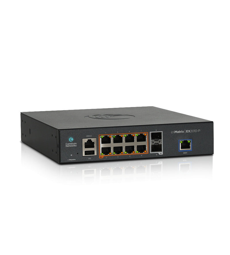 Cambium Networks cnMatrix EX2010-P Administreret L2/L3 Gigabit Ethernet (10/100/1000) Strøm over Ethernet (PoE) 1U Sort