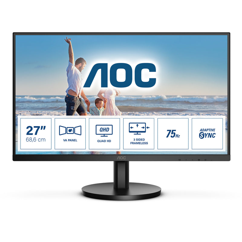 AOC Q27B3MA computerskærm 68,6 cm (27") 2560 x 1440 pixel Quad HD LED Sort