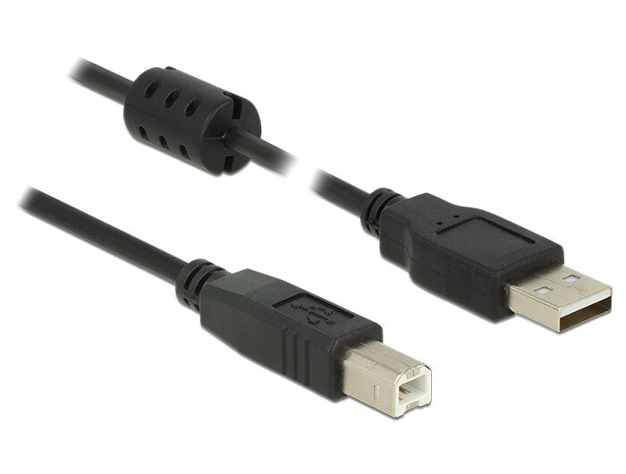 DeLOCK 2m, USB 2.0-A/USB 2.0-B USB-kabel USB A USB B 0,48 Gbit/sek. Sort