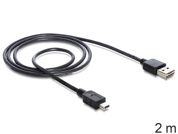 DeLOCK 85554 USB-kabel USB 2.0 2 m USB A Mini-USB B 0,48 Gbit/sek. Sort