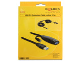 DeLOCK USB3.0-A - USB3.0-A, 10m USB-kabel USB 3.2 Gen 1 (3.1 Gen 1) USB A 5 Gbit/sek. Sort