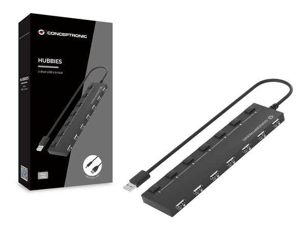 Conceptronic HUBBIES08B interface hub USB 2.0 480 Mbit/s Sort