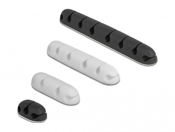 DeLOCK 18402 kabelorganisator Bord/Væg Kabelholder Sort, Hvid 4 stk