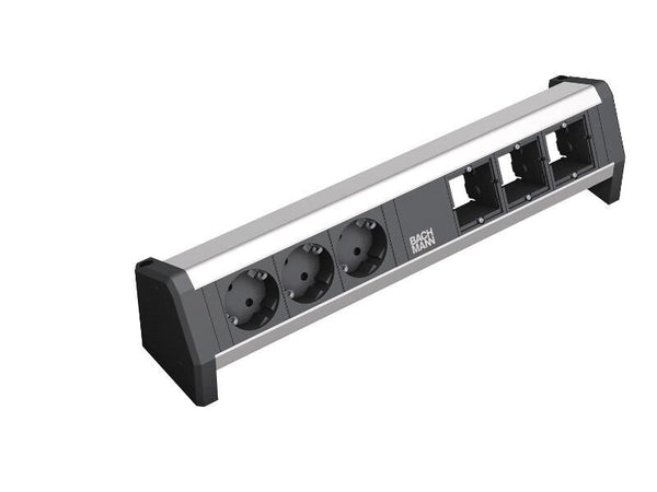 Bachmann 902.002 stikdåse 3 AC stikkontakt(er) Sort, Sølv