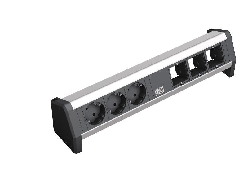 Bachmann 902.002 stikdåse 3 AC stikkontakt(er) Sort, Sølv