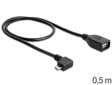 DeLOCK USB micro-B - USB 2.0-A, 0.5m USB-kabel 0,5 m Micro-USB B USB A 0,48 Gbit/sek. Sort