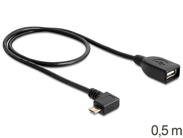 DeLOCK USB micro-B - USB 2.0-A, 0.5m USB-kabel 0,5 m Micro-USB B USB A 0,48 Gbit/sek. Sort
