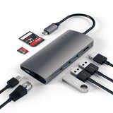 Satechi Multi-Port Adapter V2 Dock st. USB 3.2 Gen 1 (3.1 Gen 1) Type-C Grå