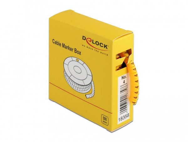 DeLOCK Kabelmarker Box Nr 4 gelb 500 Stück Gul 500 stk