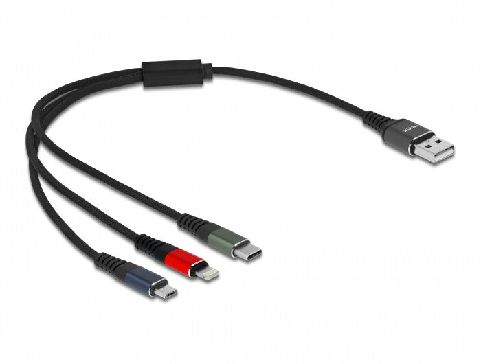 DeLOCK 87236 USB-kabel USB 2.0 0,3 m USB A Micro-USB B/Lightning/Apple 30-pin Sort, Blå, Grøn, Rød