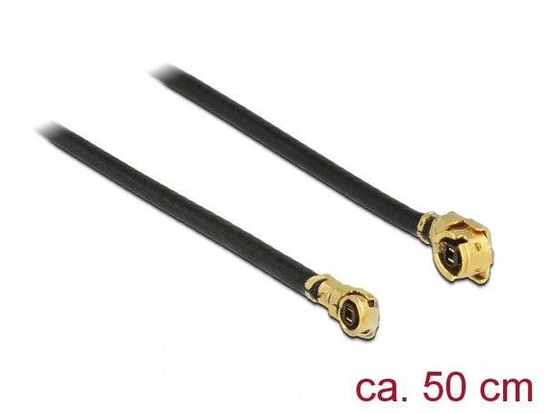 DeLOCK 89651 koaxial kabel 1.13 0,5 m MHF (I-PEX) MHF IV/ HSC MXHP32 Sort, Guld