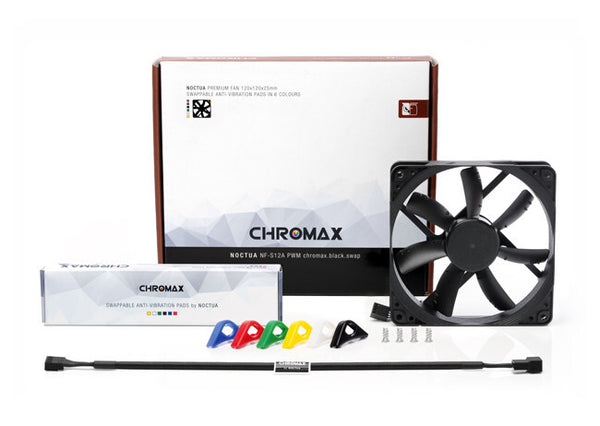 Noctua NF-S12A PWM chromax.black.swap Computerkabinet Ventilator 12 cm Sort 1 stk