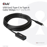 CLUB3D CAC-1536 USB-kabel USB 3.2 Gen 2 (3.1 Gen 2) 5 m USB C USB A 10 Gbit/sek. Sort