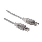 Manhattan 345408 USB-kabel USB 2.0 5 m USB A USB B 0,48 Gbit/sek. Sølv