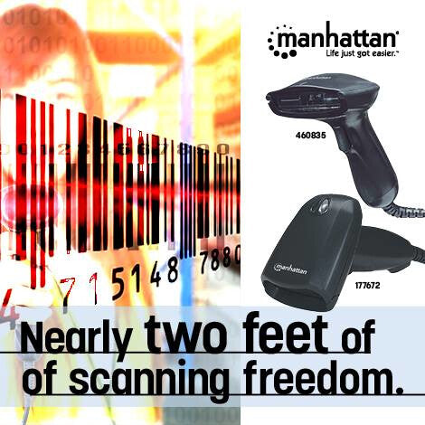 Manhattan 177672 stregkodelæser Håndholdt stregkodelæser 1D CCD Sort