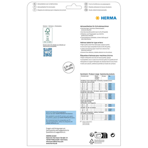 HERMA 4430 adresse- og postetiket Hvid