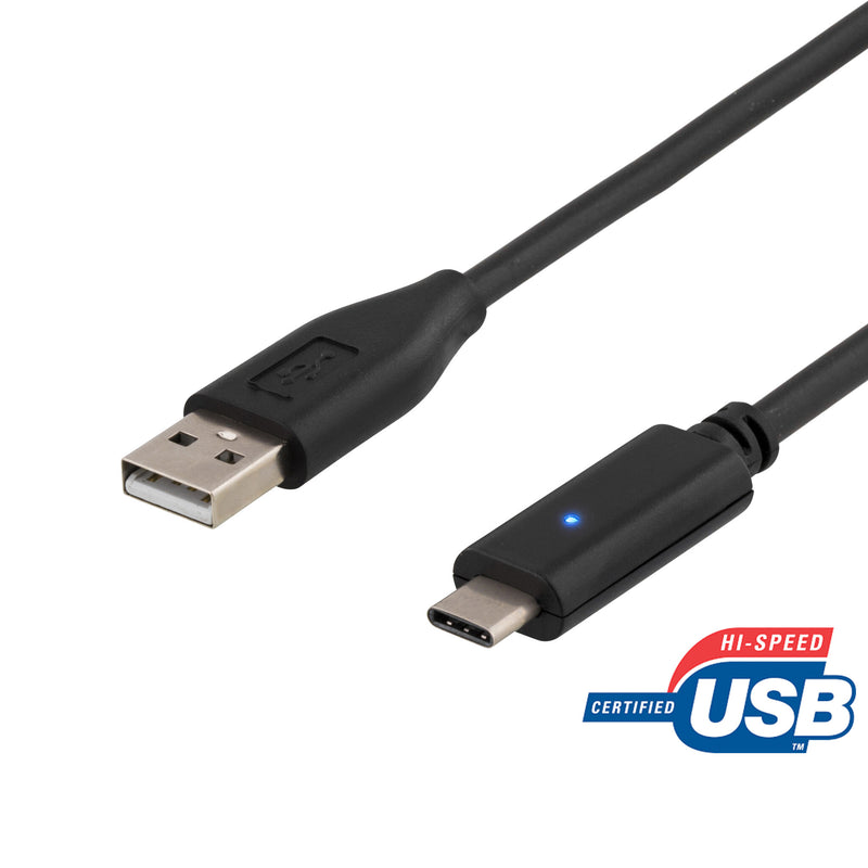 Deltaco USBC-1006 USB-kabel USB 2.0 2 m USB A 0,48 Gbit/sek. Sort