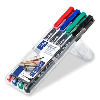 Staedtler Lumocolor 313 WP4 speedmarker Sort, Blå, Grøn, Rød 4 stk