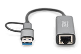 Digitus DN-3028 kabel kønsskifter USB-C USB 3.1 RJ-45 Grå