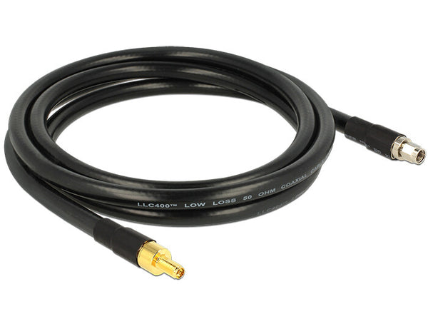 DeLOCK 2m RP-SMA/RP-SMA koaxial kabel CFD400, LLC400 Sort