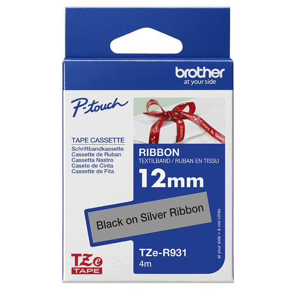 Brother TZE-R931 etiketbånd Sort på sølv
