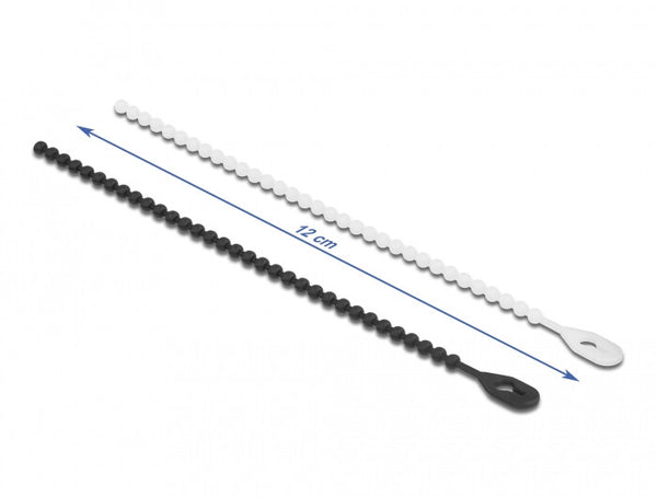 DeLOCK 19506 kabelsamler Perleisoleret kabelbinder Polyamid Sort, Hvid 100 stk