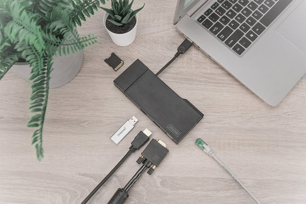 Digitus DA-70894 dockingstation Ledningsført USB 3.2 Gen 1 (3.1 Gen 1) Type-A Sort