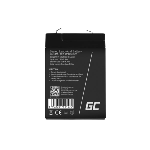 Green Cell AGM11 UPS batteri Blybatterier (VRLA) 6 V 5 At