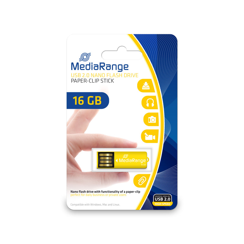 MediaRange MR976 USB-nøgle 16 GB USB Type-A 2.0 Gul