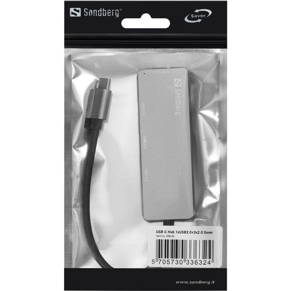 Sandberg 336-32 interface hub USB 3.2 Gen 1 (3.1 Gen 1) Type-C 5000 Mbit/s Grå