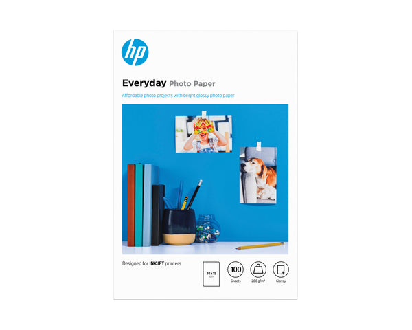 HP Everyday-fotopapir, blankt, 200 g/m2, 10 x 15 cm (101 x 152 mm), 100 ark