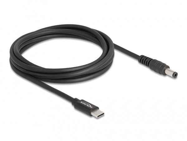 DeLOCK 87977 el-ledning Sort 1,5 m USB C 5.5 x 2.1 mm