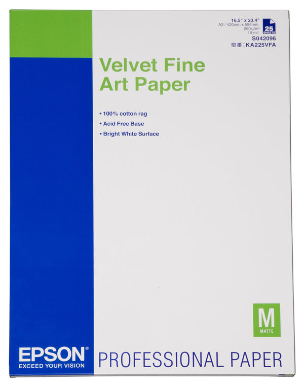 Epson Velvet Fine Art Paper, DIN A2, 260g/m² storformat medie Mat