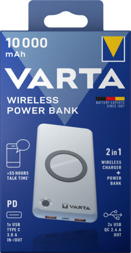 Varta 57913 Lithium polymer (LiPo) 10000 mAh Trådløs opladning Hvid